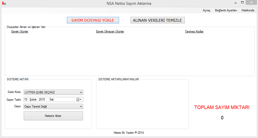 netsis el terminali sayım aktarım modülü